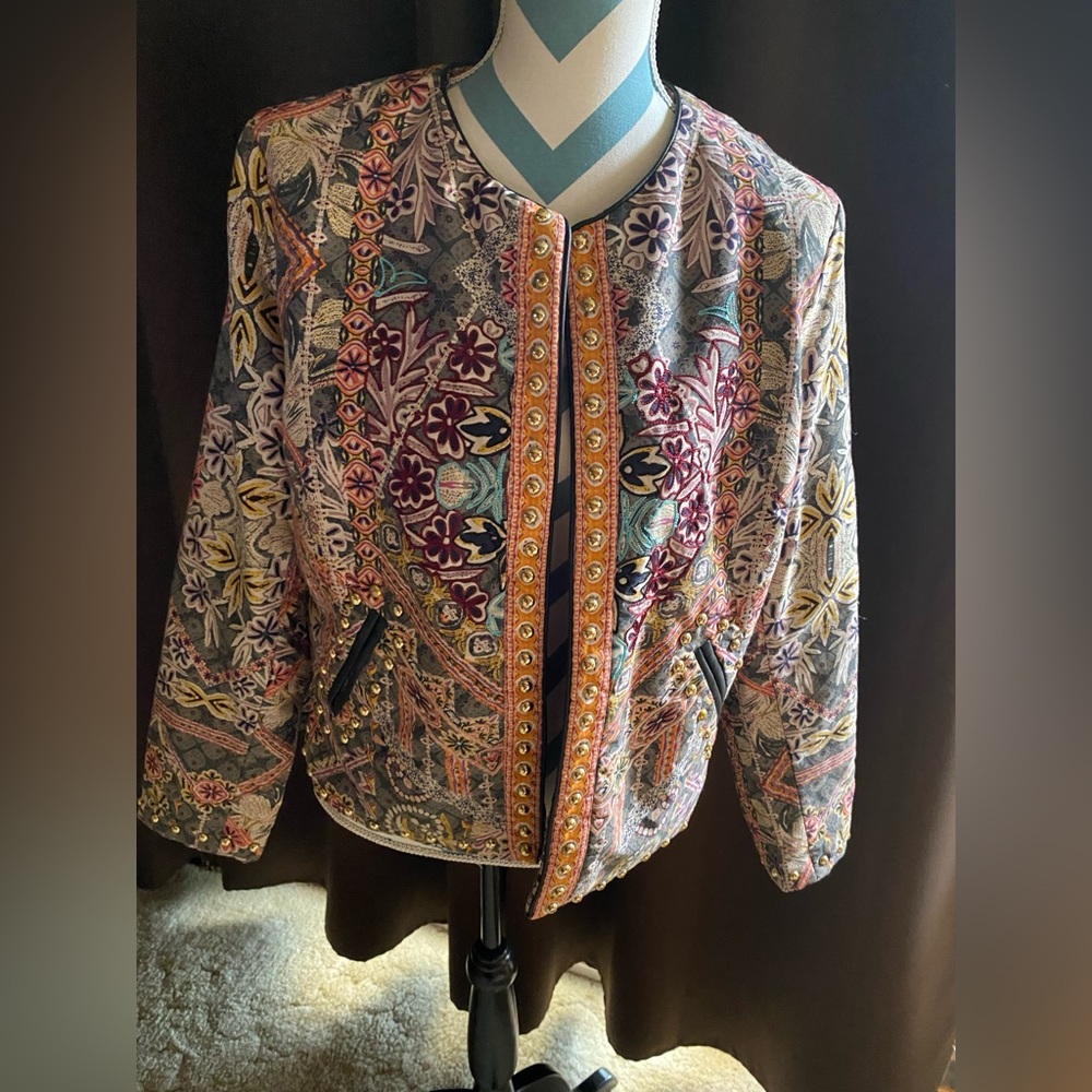 Gorgeous Catherine Malandrino Mixed Boho Studs Open Jacket Women’s Medium